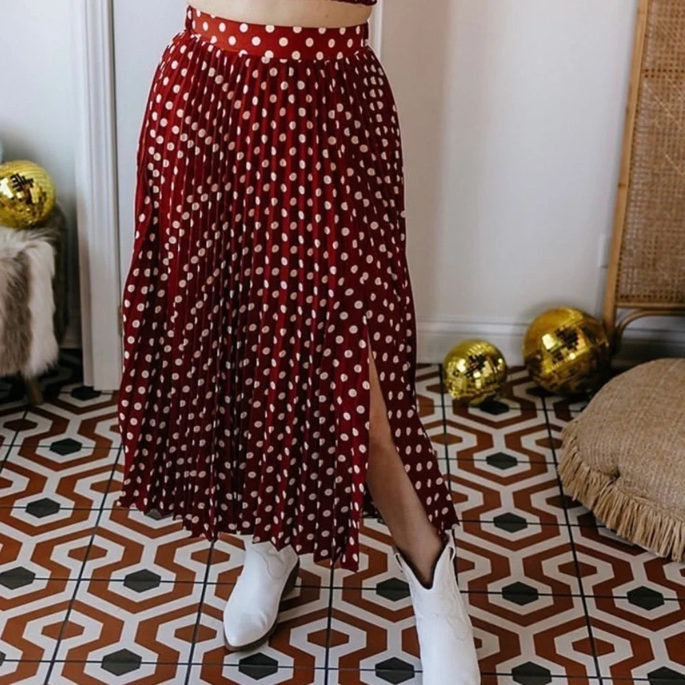 Vada Winter Rust Brown Polka Dot Skirt